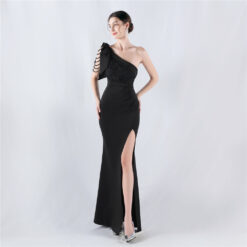 Rhinestone lace evening dress